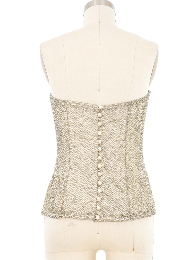 Eavis & Brown Beaded Ivory Bustier Top Top arcadeshops.com