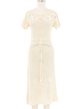 Ivory Crochet Midi Dress Dress arcadeshops.com