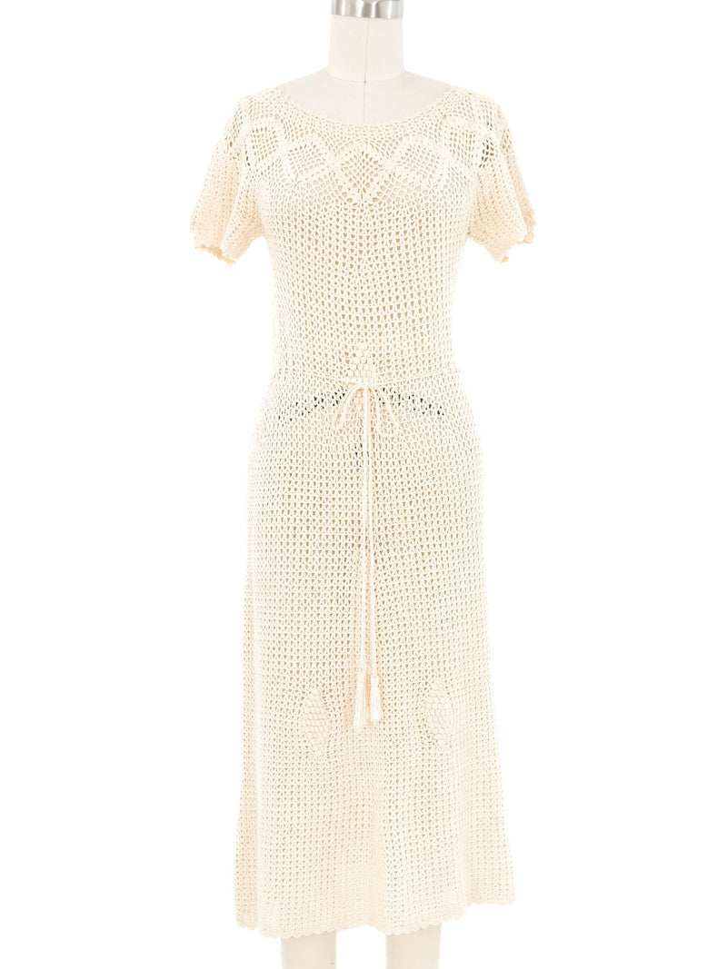 Ivory Crochet Midi Dress Dress arcadeshops.com