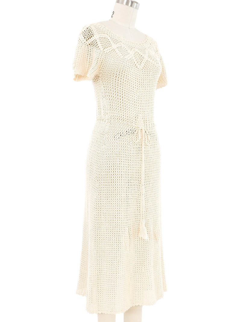 Ivory Crochet Midi Dress Dress arcadeshops.com