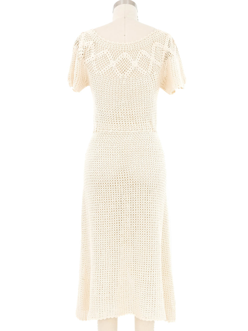 Ivory Crochet Midi Dress Dress arcadeshops.com