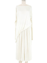 Issey Miyake Ivory Asymmetrical Jersey Gown Dress arcadeshops.com