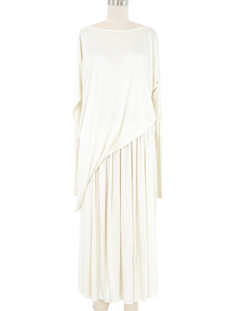 Issey Miyake Ivory Asymmetrical Jersey Gown Dress arcadeshops.com