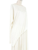 Issey Miyake Ivory Asymmetrical Jersey Gown Dress arcadeshops.com