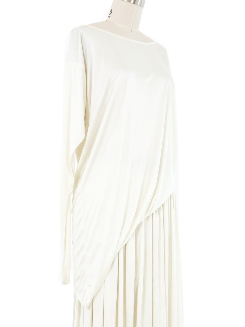 Issey Miyake Ivory Asymmetrical Jersey Gown Dress arcadeshops.com