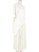 Issey Miyake Ivory Asymmetrical Jersey Gown Dress arcadeshops.com