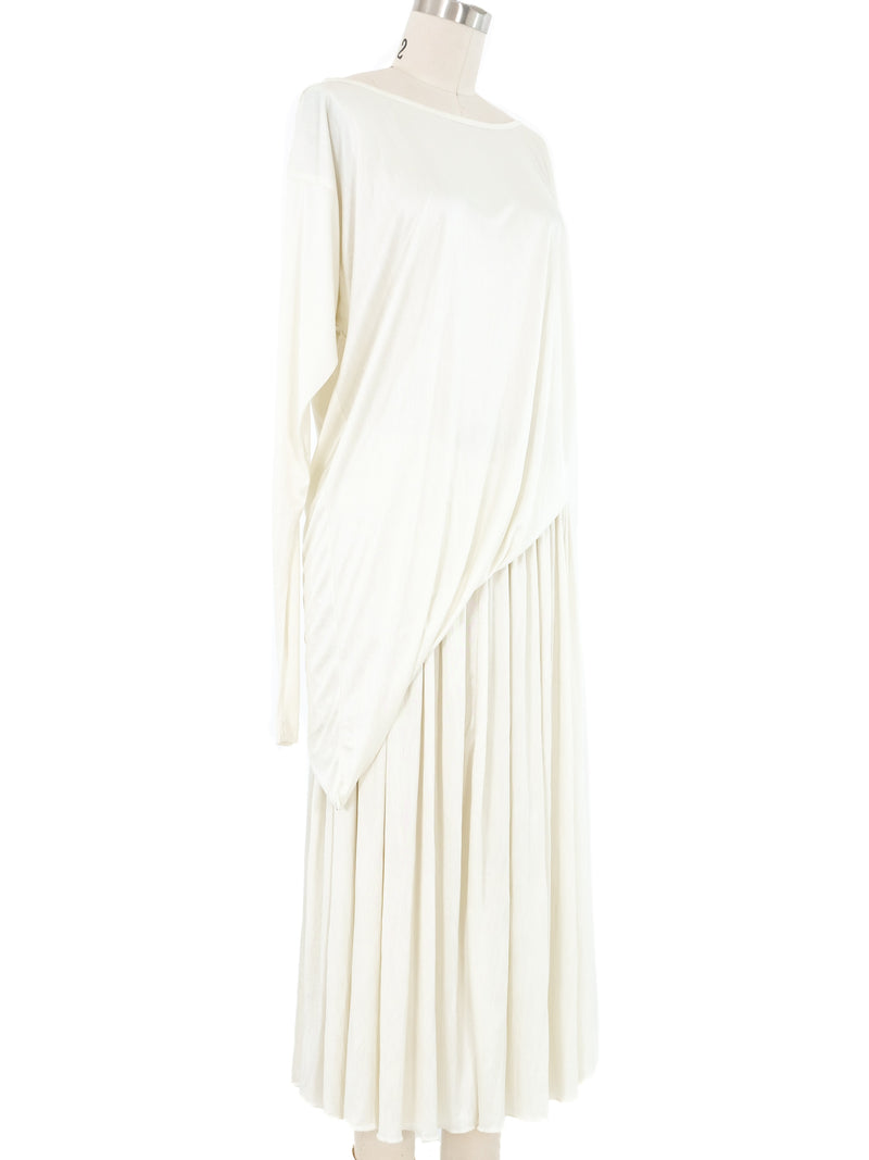 Issey Miyake Ivory Asymmetrical Jersey Gown Dress arcadeshops.com