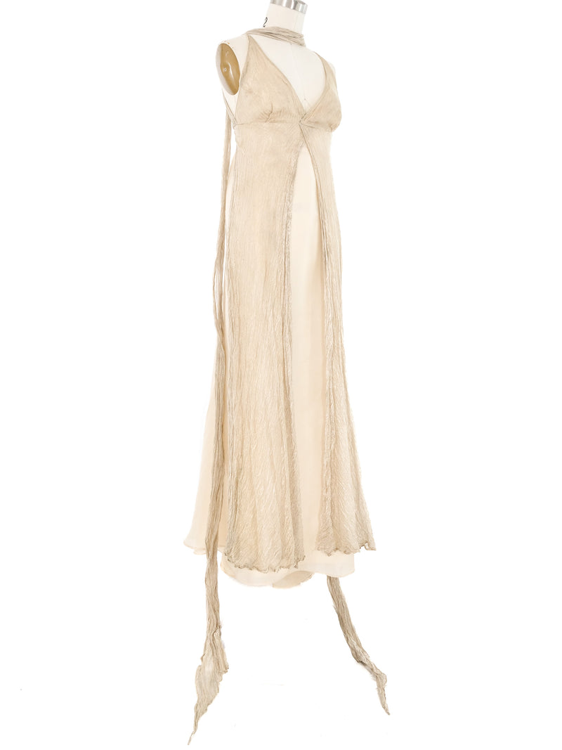 Les Habitudes Layered Ivory Gown Dress arcadeshops.com