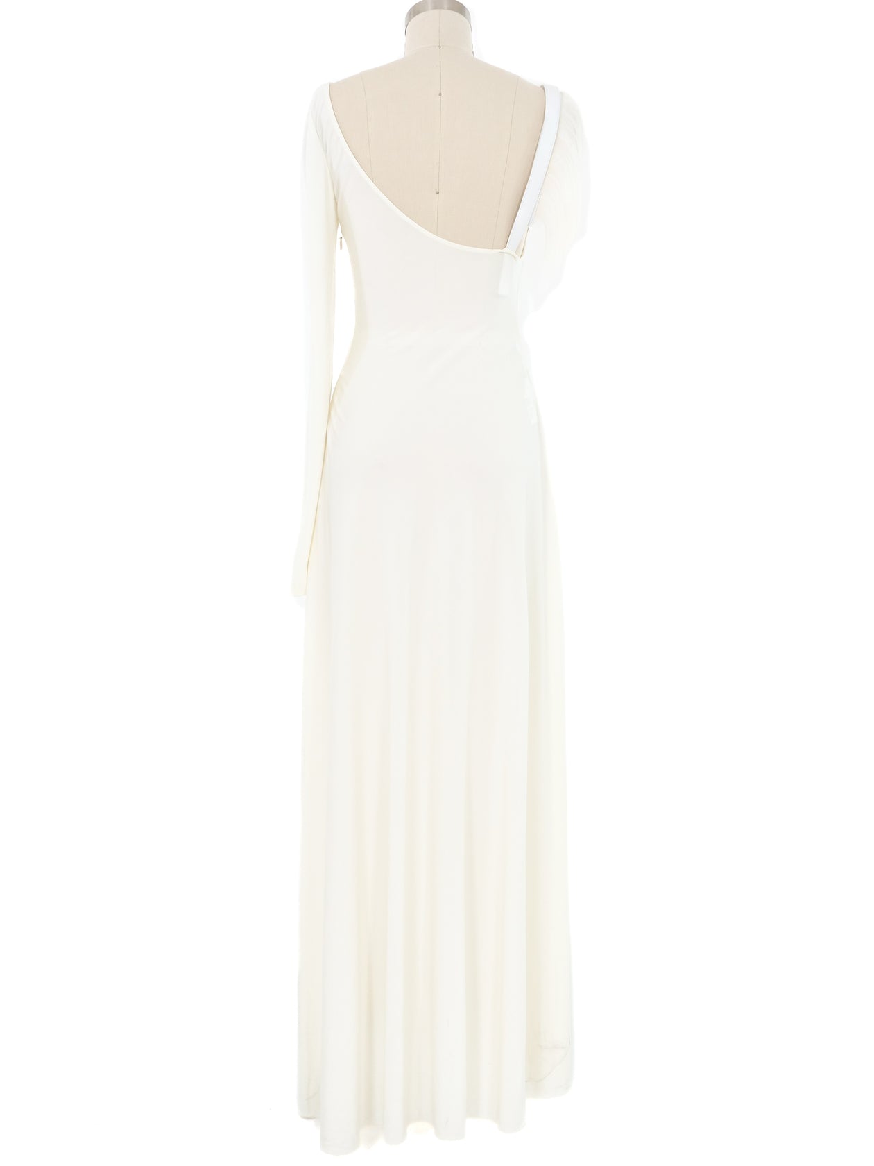 chinese dress ladies Loewe Fur Trimmed Asymmetrical White Jersey Gown