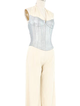 1980s Thierry Mugler Metallic Bustier Halter Jumpsuit Jumpsuit arcadeshops.com