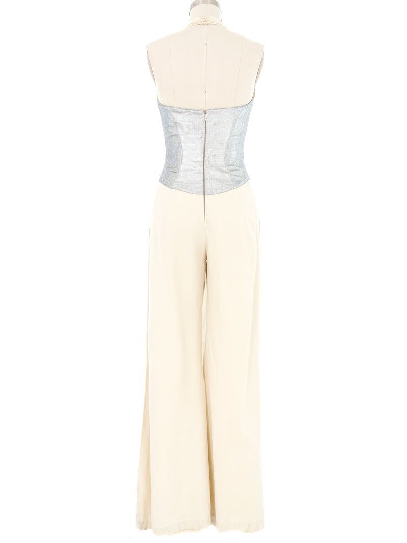 1980s Thierry Mugler Metallic Bustier Halter Jumpsuit Jumpsuit arcadeshops.com