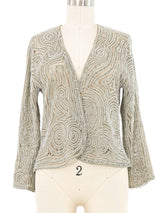 1970s Halston Silver Beaded Lace Jacket Jacket arcadeshops.com