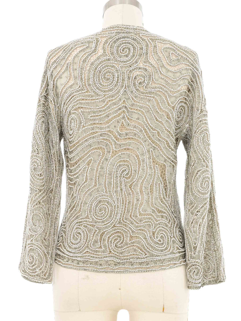 1970s Halston Silver Beaded Lace Jacket Jacket arcadeshops.com