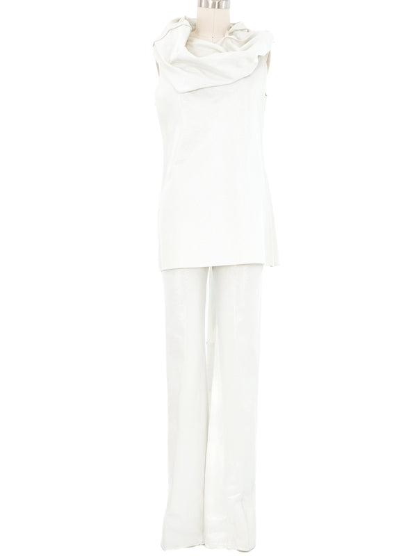 2008 Yeohlee Ivory Metallic Mobius Tunic Ensemble