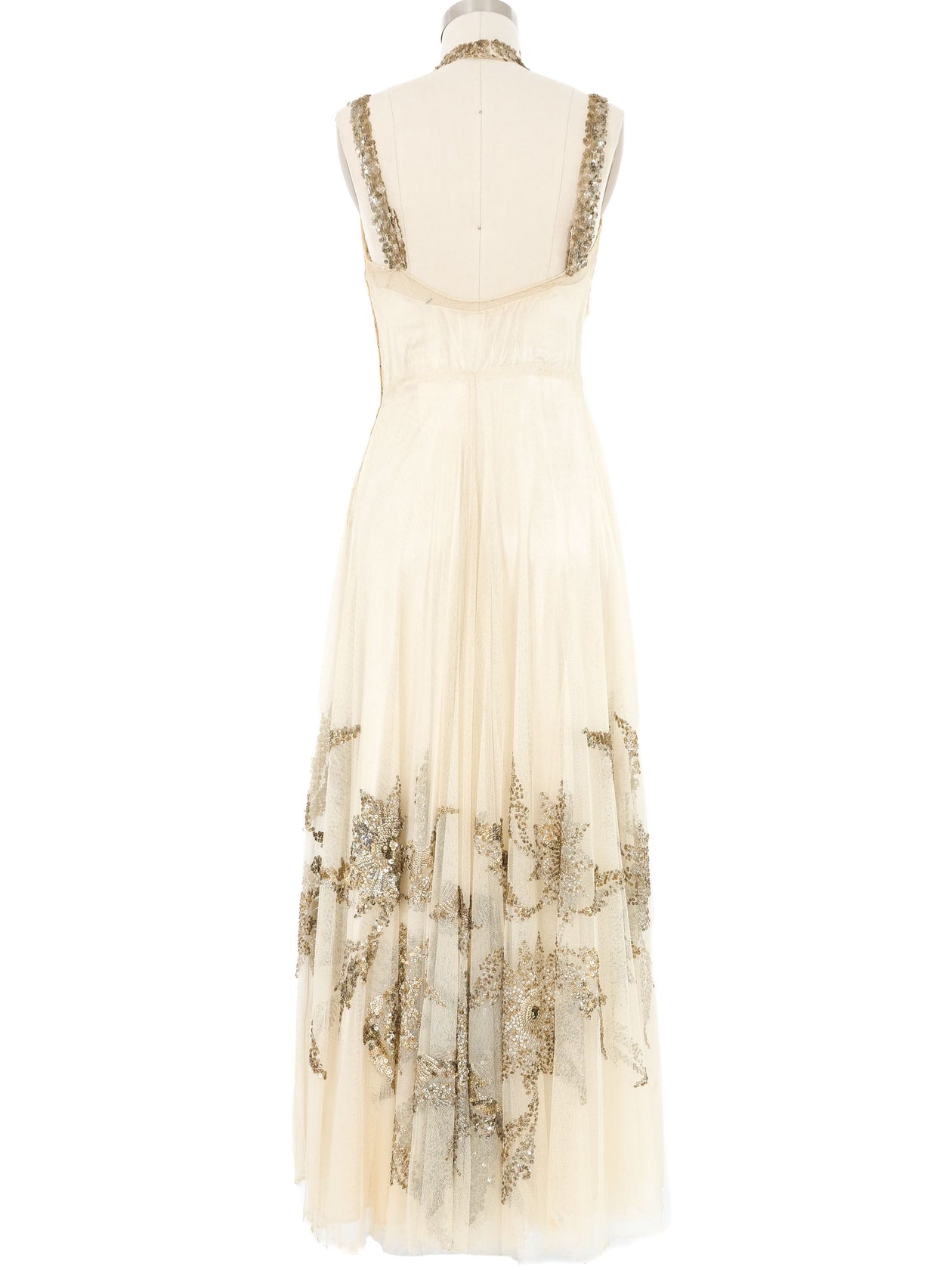 1940s Sequin Embellished Tulle Gown