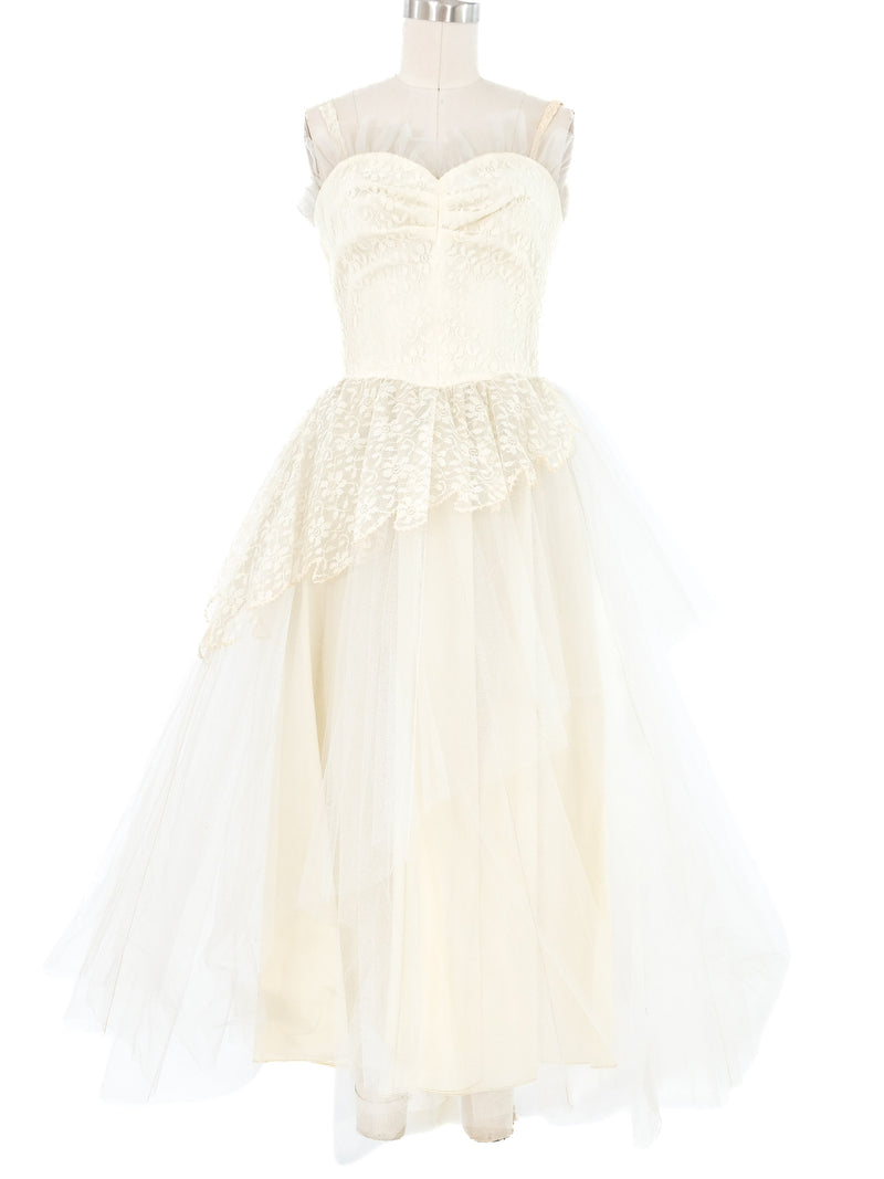 1940s Crinoline And Lace Wedding Dress Dress arcadeshops.com