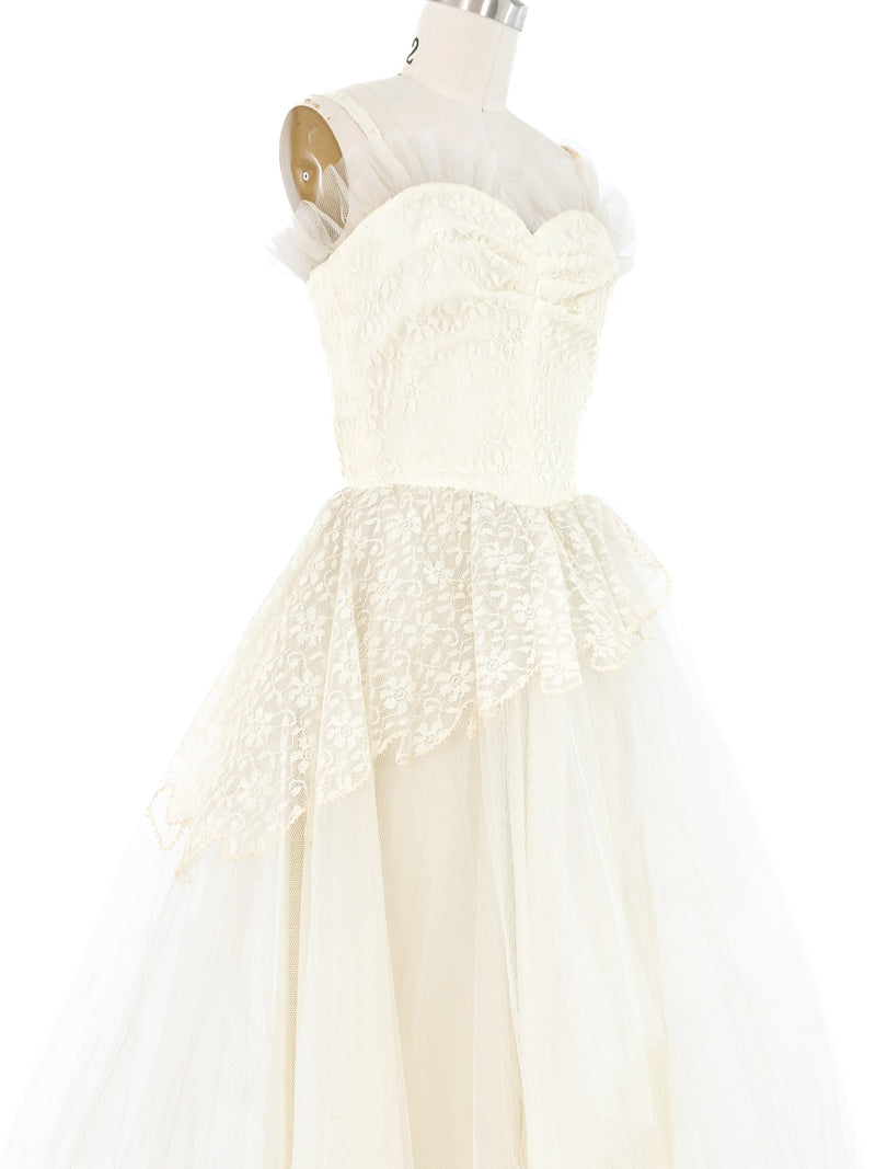 1940s Crinoline And Lace Wedding Dress Dress arcadeshops.com