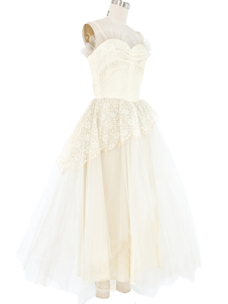 1940s Crinoline And Lace Wedding Dress Dress arcadeshops.com