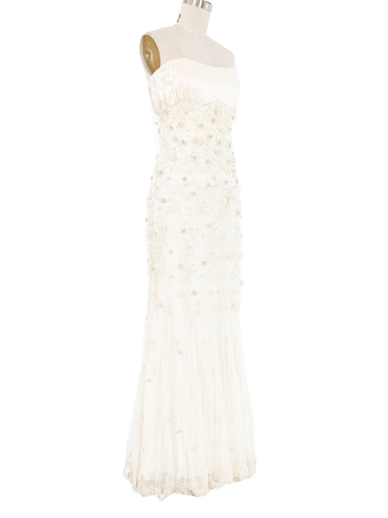 2003 Badgley Mischka Embroidered Wedding Gown Dress arcadeshops.com