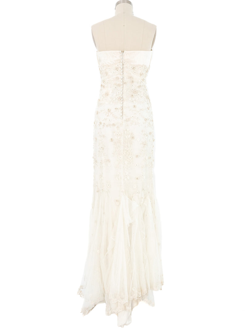 2003 Badgley Mischka Embroidered Wedding Gown Dress arcadeshops.com