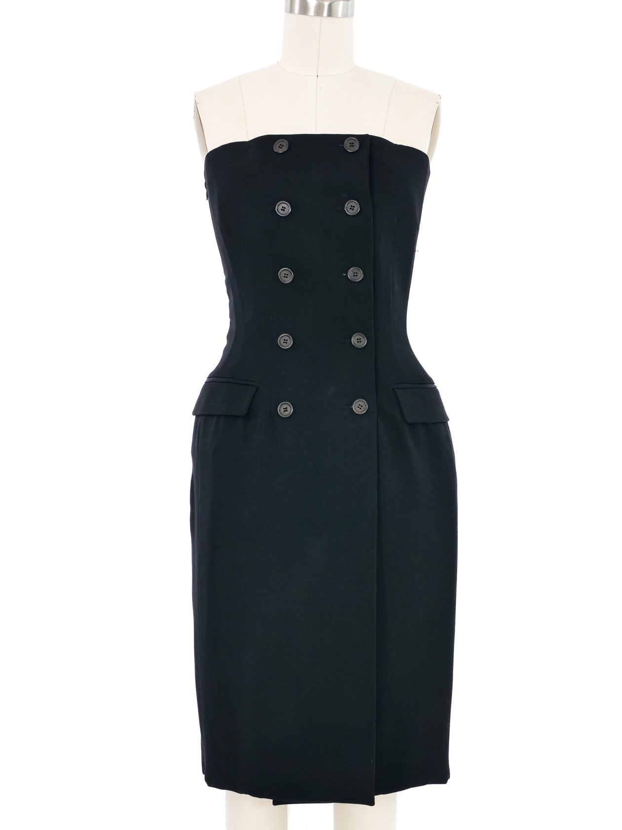 2001 Balenciaga Strapless Boned Suiting Dress