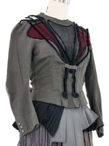 2001 Balenciaga Velvet Trim Fringe Assemblage Ensemble Suit arcadeshops.com