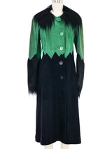1930s Colorblock Suede Monkey Fur Trimmed Coat Outerwear arcadeshops.com