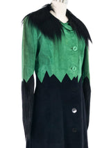 1930s Colorblock Suede Monkey Fur Trimmed Coat Outerwear arcadeshops.com