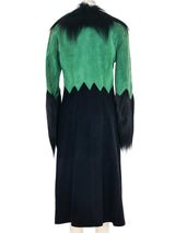 1930s Colorblock Suede Monkey Fur Trimmed Coat Outerwear arcadeshops.com
