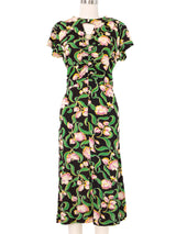 1940s Floral Jersey Keyhole Dress Dress arcadeshops.com