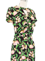 1940s Floral Jersey Keyhole Dress Dress arcadeshops.com