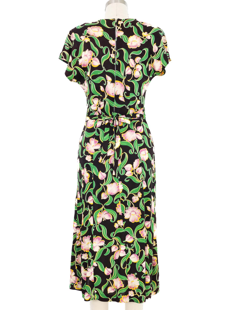 1940s Floral Jersey Keyhole Dress Dress arcadeshops.com