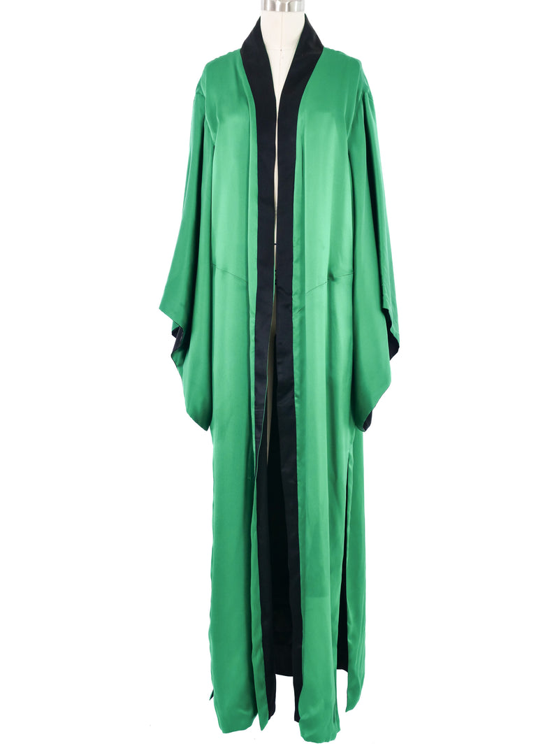 Jacquie Aiche Reversible Green and Black Satin Eye Print Robe Jacket arcadeshops.com
