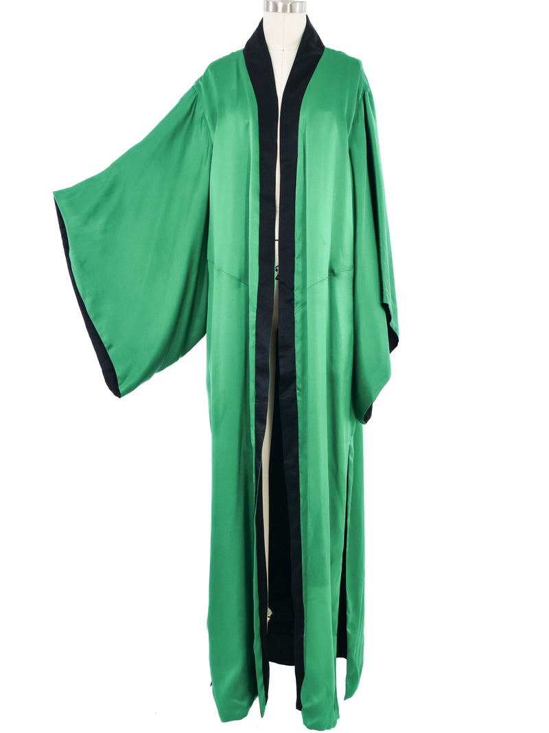 Jacquie Aiche Reversible Green and Black Satin Eye Print Robe Jacket arcadeshops.com