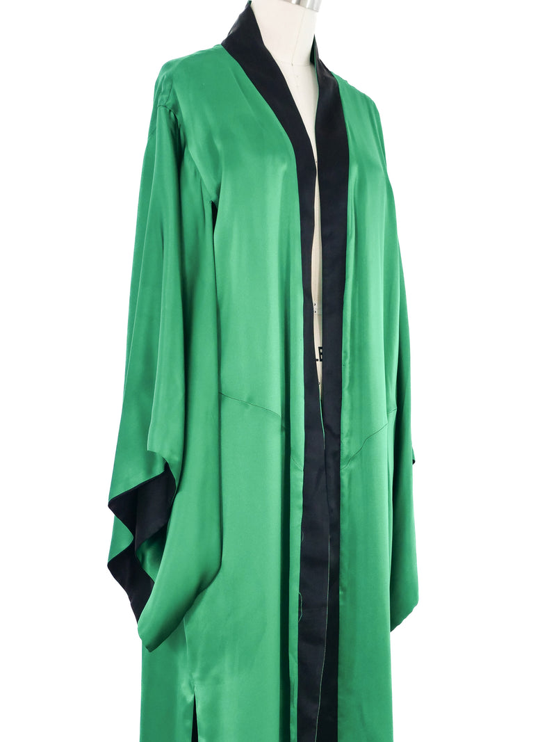 Jacquie Aiche Reversible Green and Black Satin Eye Print Robe Jacket arcadeshops.com