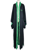 Jacquie Aiche Reversible Green and Black Satin Eye Print Robe Jacket arcadeshops.com