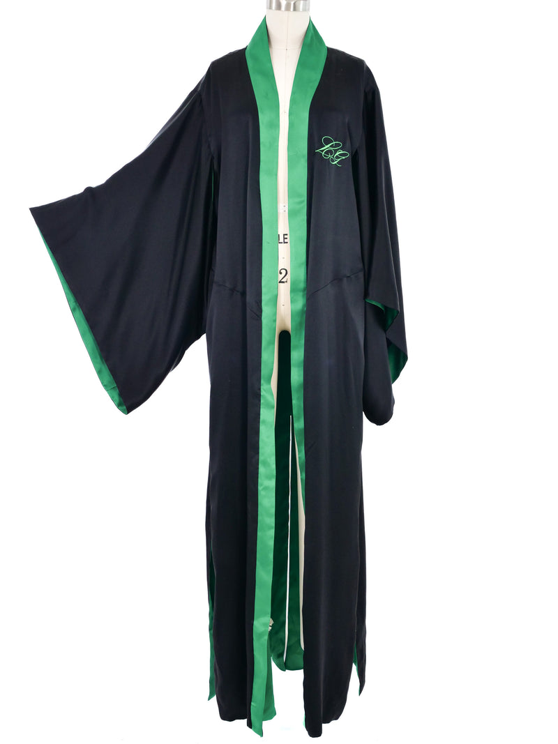 Jacquie Aiche Reversible Green and Black Satin Eye Print Robe Jacket arcadeshops.com