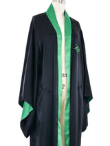 Jacquie Aiche Reversible Green and Black Satin Eye Print Robe Jacket arcadeshops.com