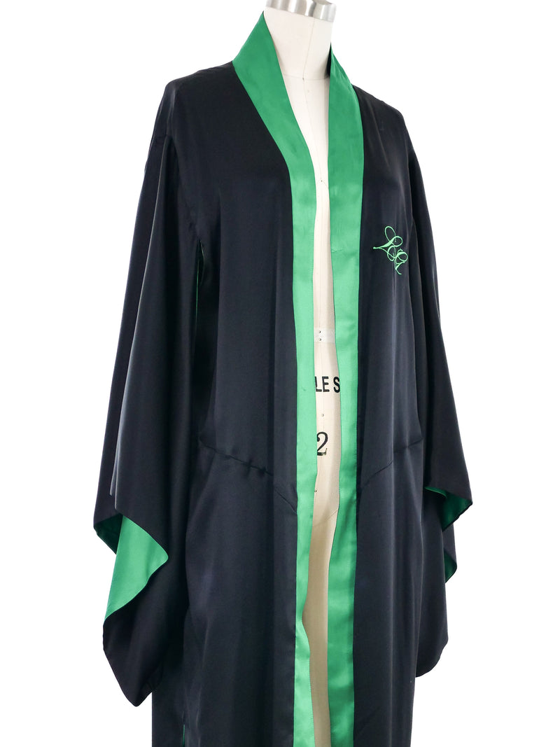Jacquie Aiche Reversible Green and Black Satin Eye Print Robe Jacket arcadeshops.com