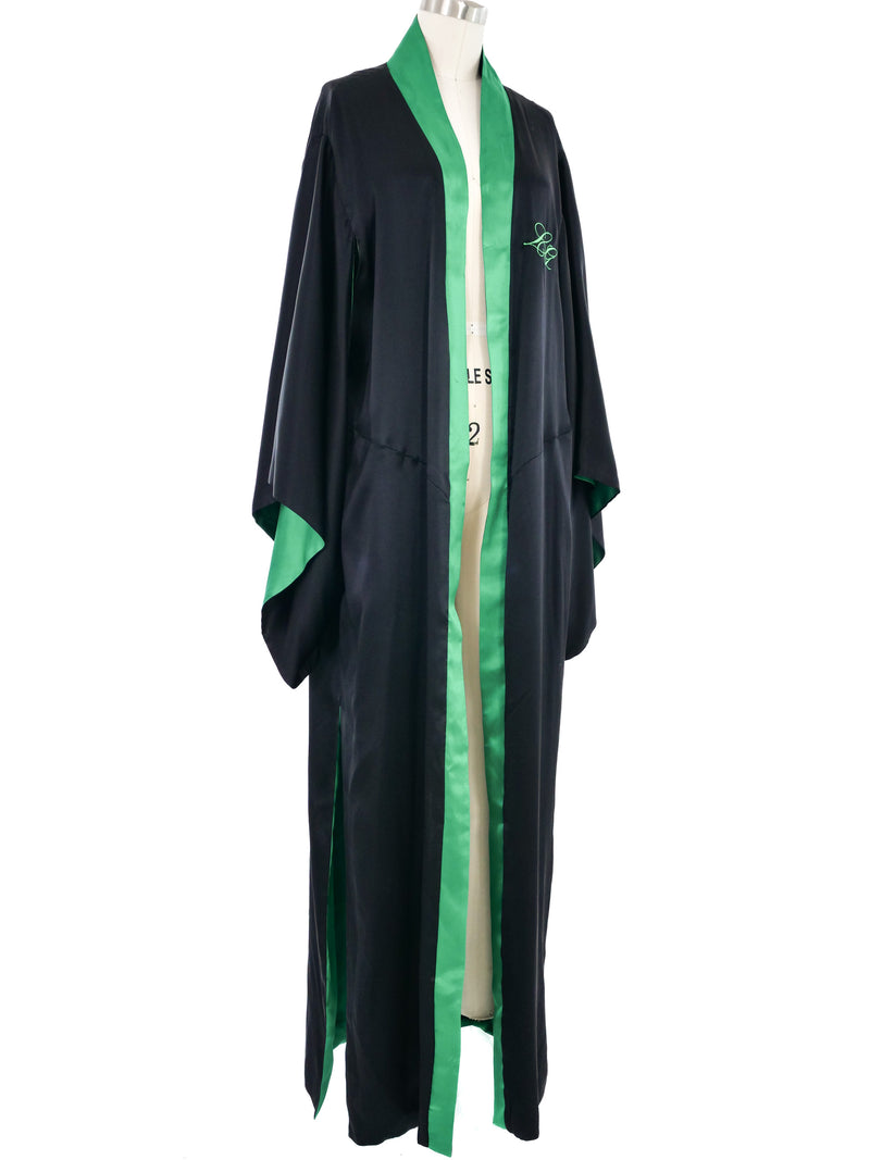 Jacquie Aiche Reversible Green and Black Satin Eye Print Robe Jacket arcadeshops.com