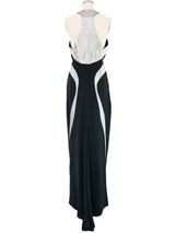 1970s Geoffrey Beene Metallic Trim Racerback Gown Dress arcadeshops.com