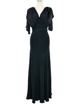 1940s Black Satin Evening Gown Dress arcadeshops.com