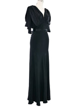 1940s Black Satin Evening Gown Dress arcadeshops.com