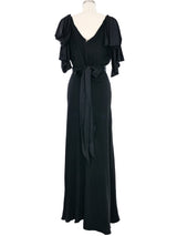 1940s Black Satin Evening Gown Dress arcadeshops.com
