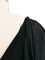 1940s Black Satin Evening Gown Dress arcadeshops.com