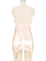 1940s Blush Satin and Mesh Girdle Dress arcadeshops.com