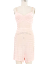 Pink Jacquard Satin Playsuit Jumpsuit arcadeshops.com