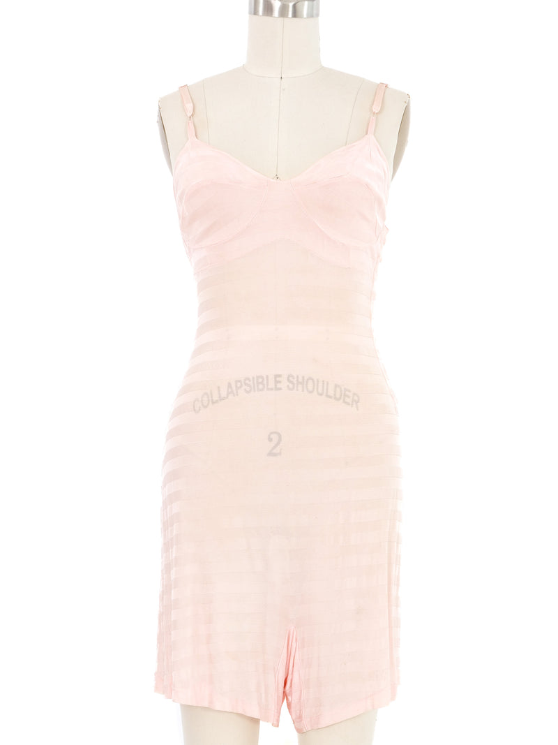 Pink Jacquard Satin Playsuit Jumpsuit arcadeshops.com