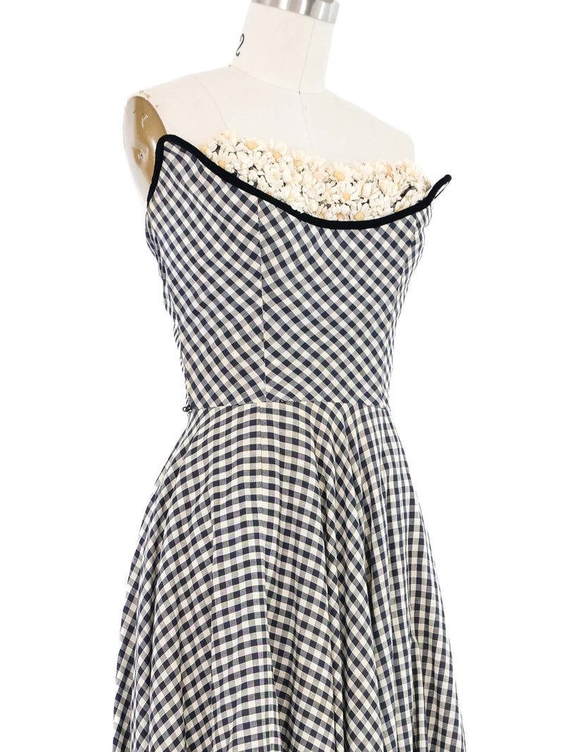 1950s Flower Shelf Bust Gingham Dress Dress arcadeshops.com