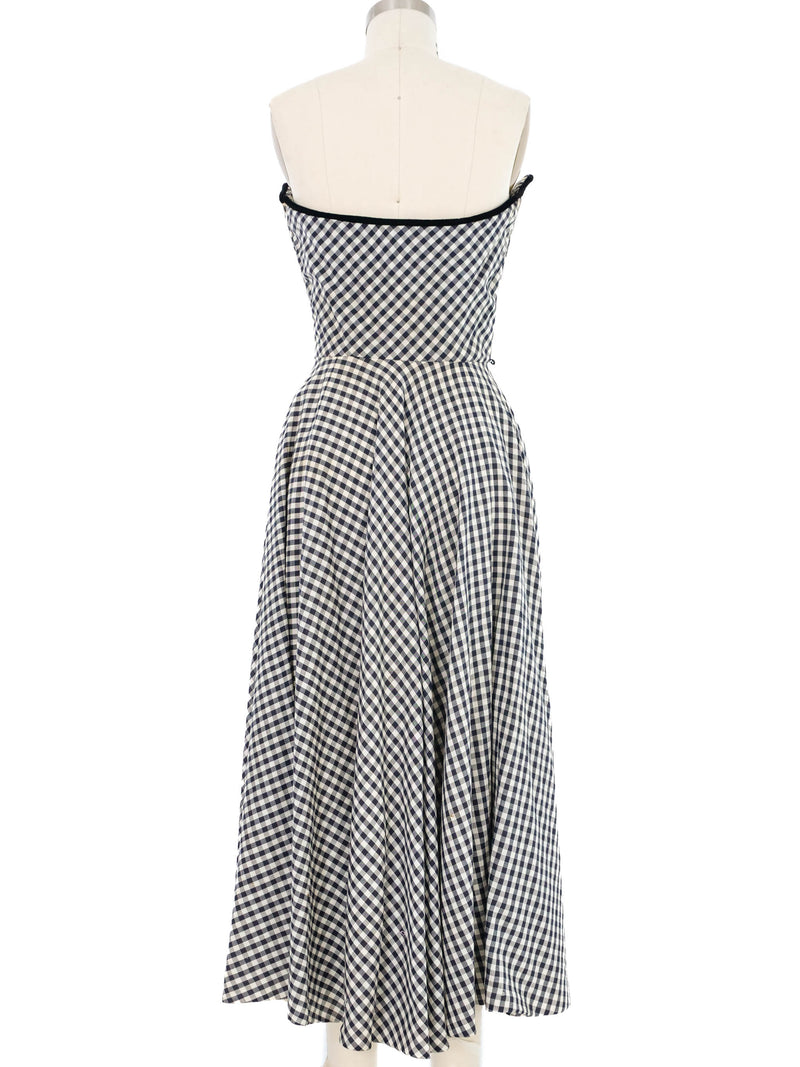 1950s Flower Shelf Bust Gingham Dress Dress arcadeshops.com